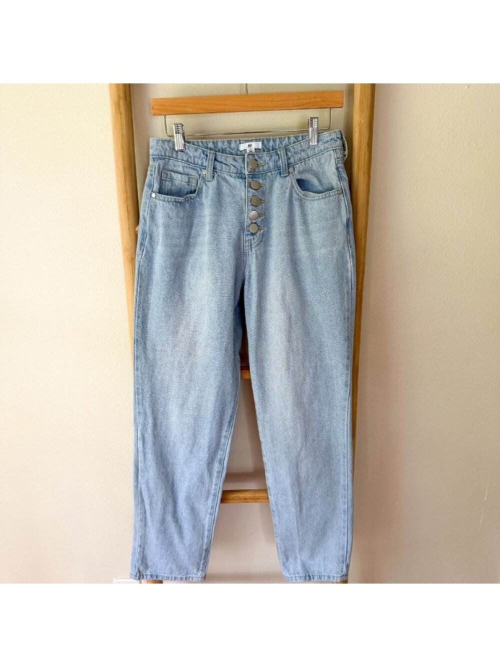 BP High Rise Mom Jeans Light Wash Button Fly Tapered Denim Size 28